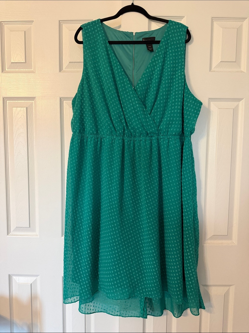 Lane Bryant Teal Green Sleeveless Wrap-Front Midi Dress